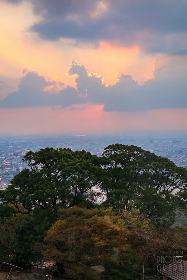 久留米高良大社夕照夜景