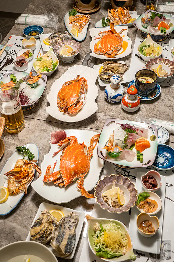 豐洋莊竹崎蟹會席兩人份料理擺盤