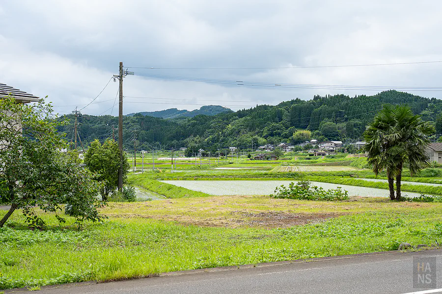 鷹來屋周邊緒方町水田與山巒田園風景